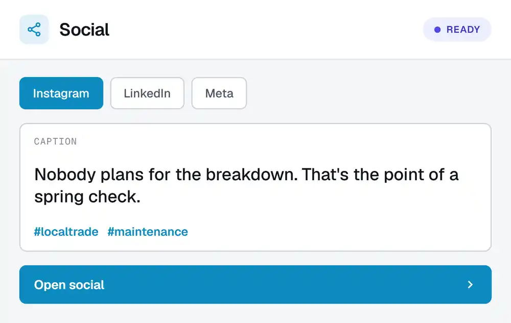 DayClerk social copy generator