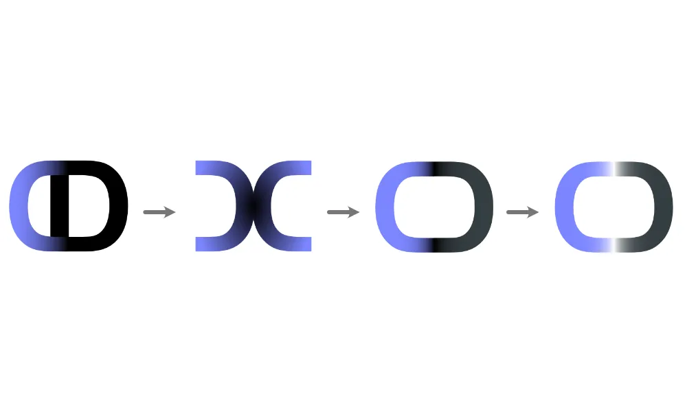 Four-stage progression of the DayClerk monogram design